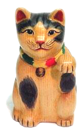 handcarved wooden maneki neko
                                    lucky cat