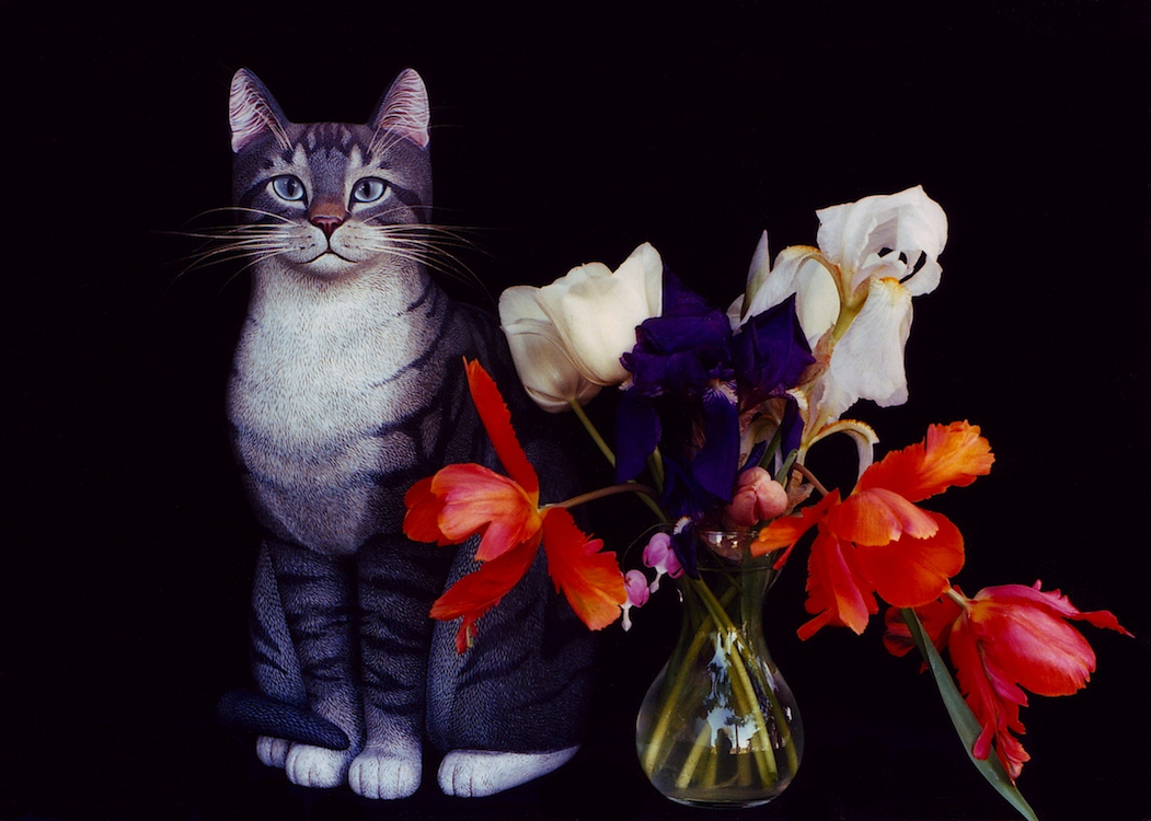 Neo Wooden Cat Sculpture Still LIfe