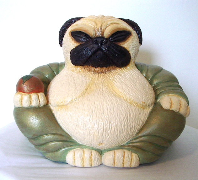 Fawn Pug Buddha Sculpture