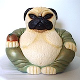 Handpainted Fawn Pug Buddha
