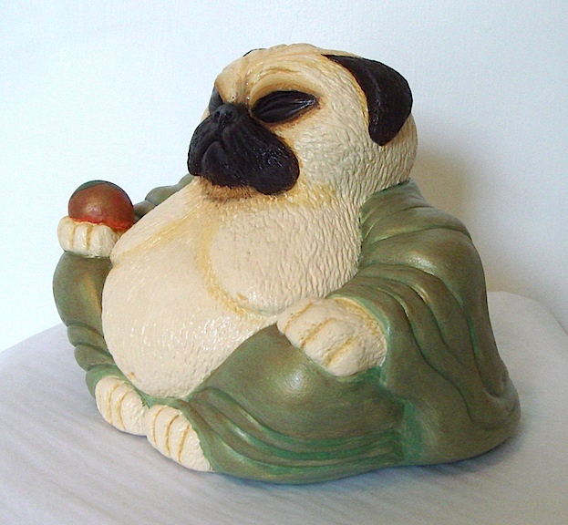 Fawn Pug Buddha Statue
