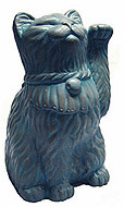blue big garden maneki neko sculpture