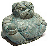 blue pug buddha sculpture