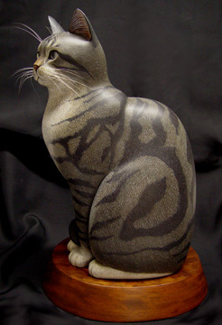 museum handcarved wooden sculpture cat
