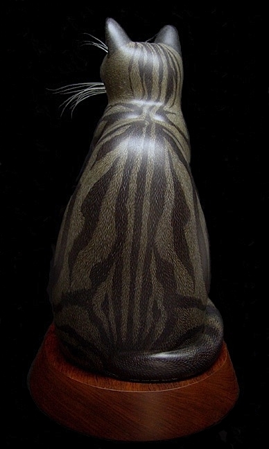 museum handcarved wooden sculpture cat