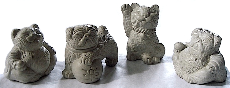 Mini Cat and Pug Bonsai Set